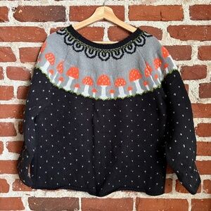 🍄 Black & Orange Mushroom Knit Sweater